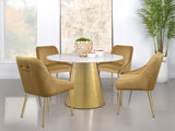 Ambrose Round 50-inch Marble Top Dining Table Brushed Gold - Home Elegance USA