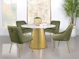 Ambrose Round 50-inch Marble Top Dining Table Brushed Gold - Home Elegance USA