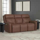 Warren Power Reclining Sofa With Console, Power Headrest & Lumbar - Dark Brown | Flexsteel