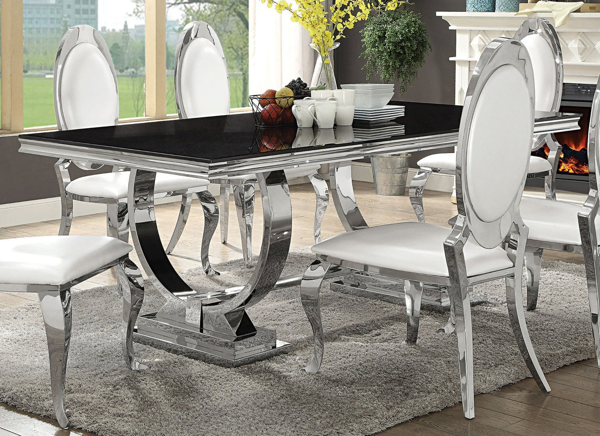 Antoine Rectangular Dining Table Chrome and Black | Coaster | Home Elegance USA