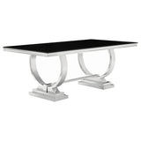 Antoine Rectangular Dining Table Chrome and Black | Coaster | Home Elegance USA