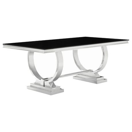 Antoine Rectangular Dining Table Chrome and Black | Coaster - 107871 - Home Elegance USA - 1