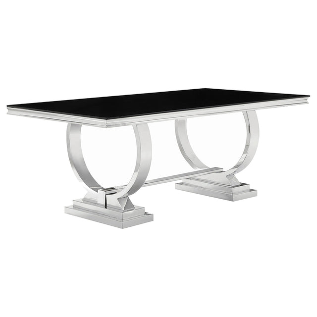 Antoine Rectangular Dining Table Chrome and Black | Coaster | Home Elegance USA