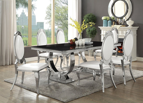 Antoine Rectangular Dining Table Chrome and Black | Coaster - 107871 - Home Elegance USA - 4