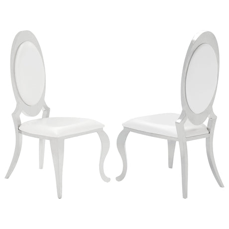 Anchorage Oval Back Side Chairs Cream and Chrome (Set of 2) | Coaster | Home Elegance USA