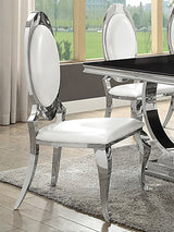 Anchorage Oval Back Side Chairs Cream and Chrome (Set of 2) | Coaster | Home Elegance USA