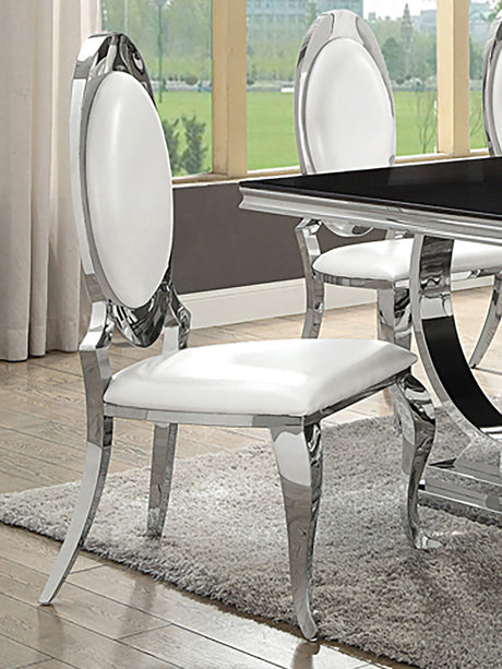 Anchorage Oval Back Side Chairs Cream and Chrome (Set of 2) | Coaster - 107872N - Home Elegance USA - 2