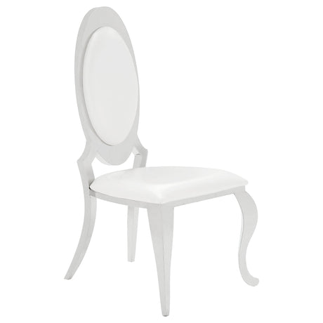 Anchorage Oval Back Side Chairs Cream and Chrome (Set of 2) | Coaster - 107872N - Home Elegance USA - 3