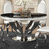 Anchorage Round Dining Table Chrome and Black | Coaster - 107891 - Home Elegance USA - 2