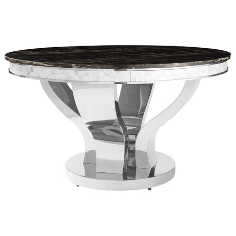 Anchorage Round Dining Table Chrome and Black | Coaster - 107891 - Home Elegance USA - 1