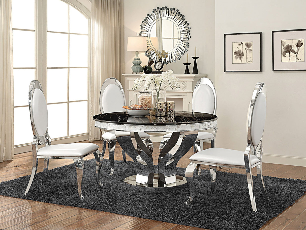 Anchorage Round Dining Table Chrome and Black | Coaster | Home Elegance USA