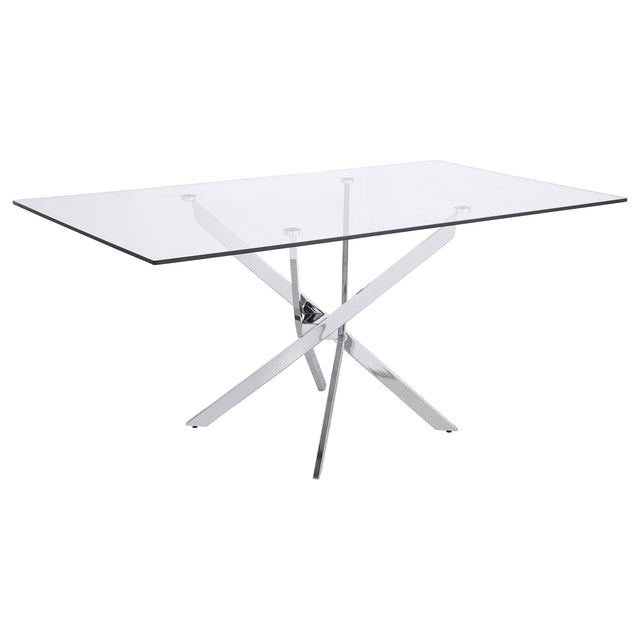 Carmelo X - shaped Dining Table Chrome and Clear | Coaster | Home Elegance USA