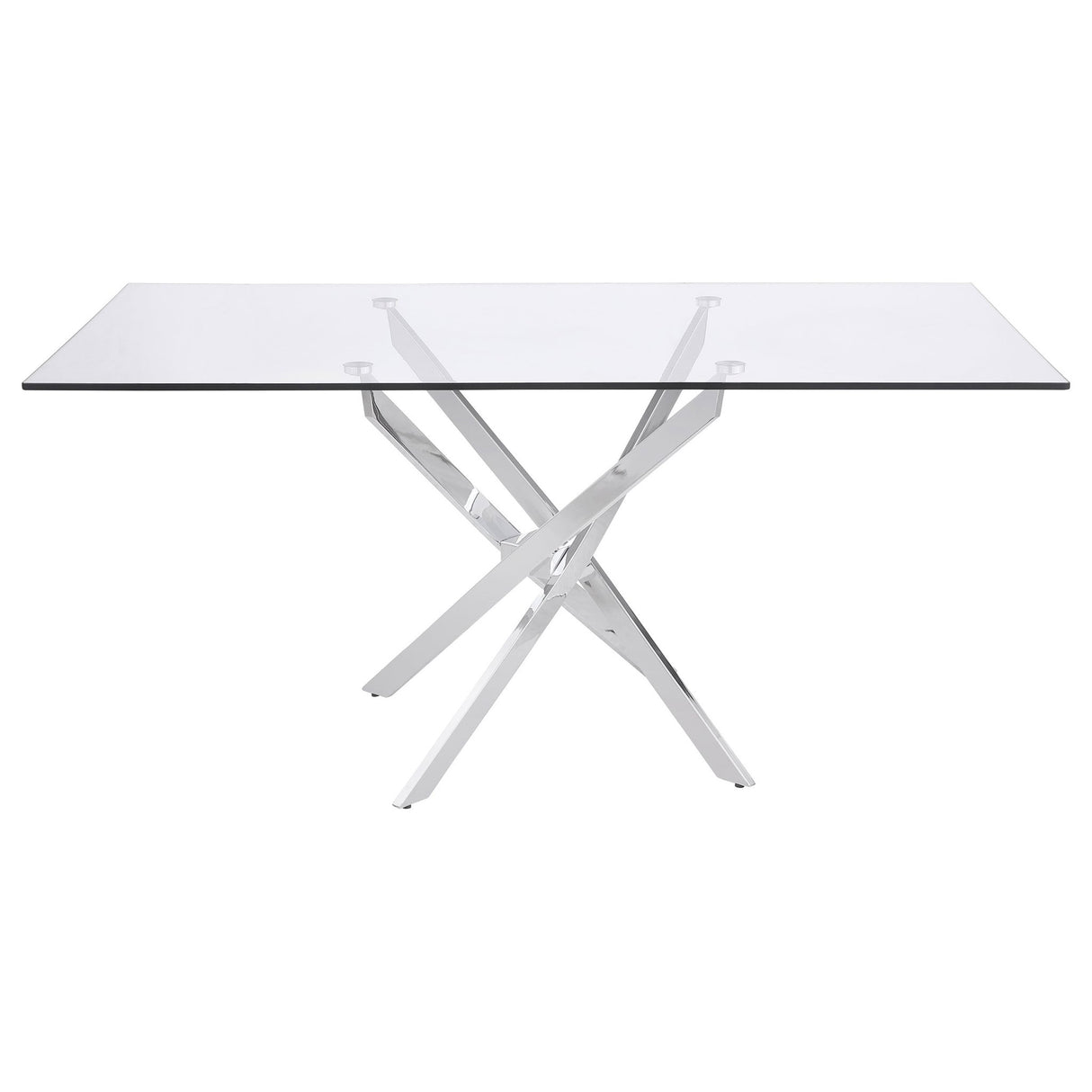 Carmelo X - shaped Dining Table Chrome and Clear | Coaster | Home Elegance USA