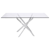 Carmelo X - shaped Dining Table Chrome and Clear | Coaster | Home Elegance USA