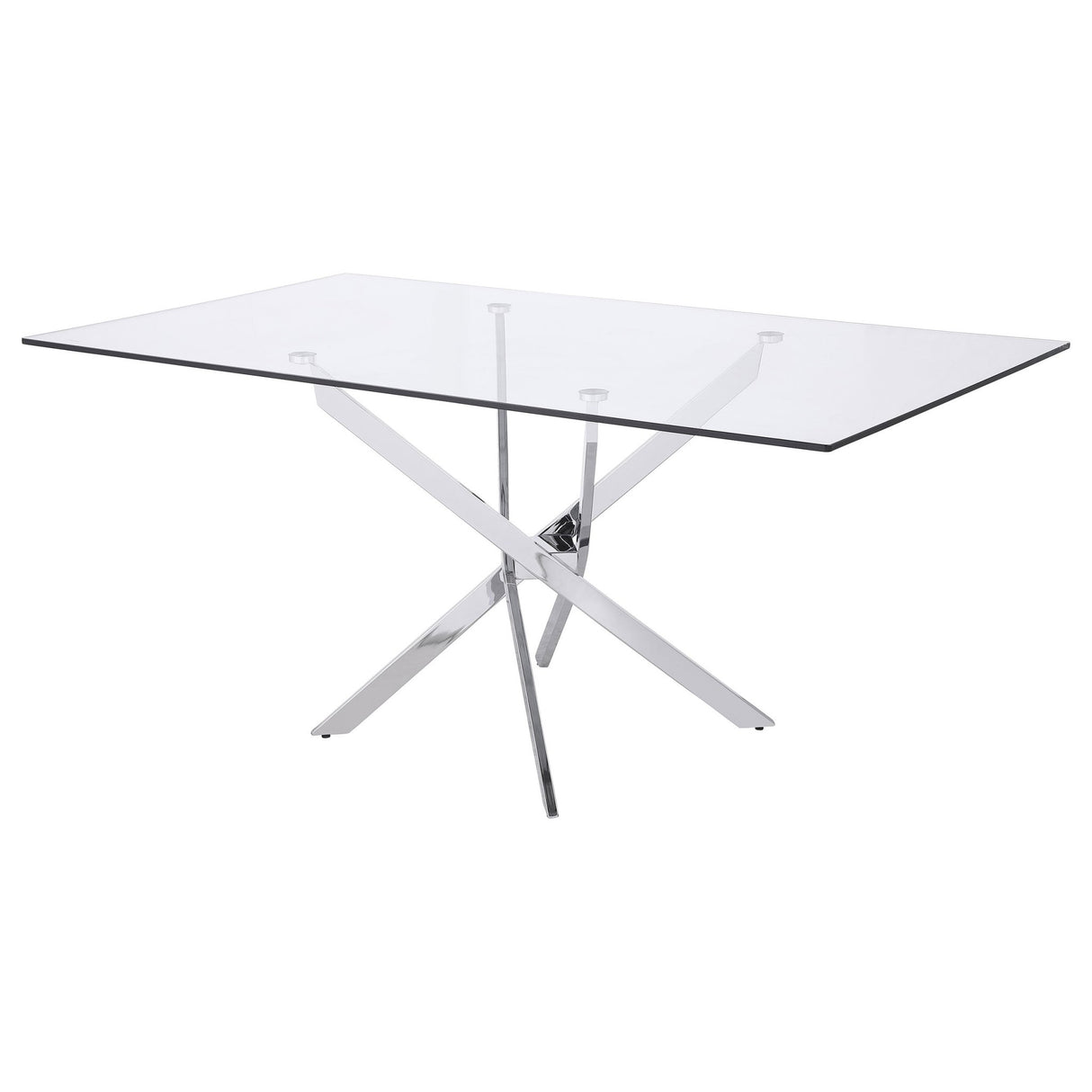 Carmelo X - shaped Dining Table Chrome and Clear | Coaster | Home Elegance USA