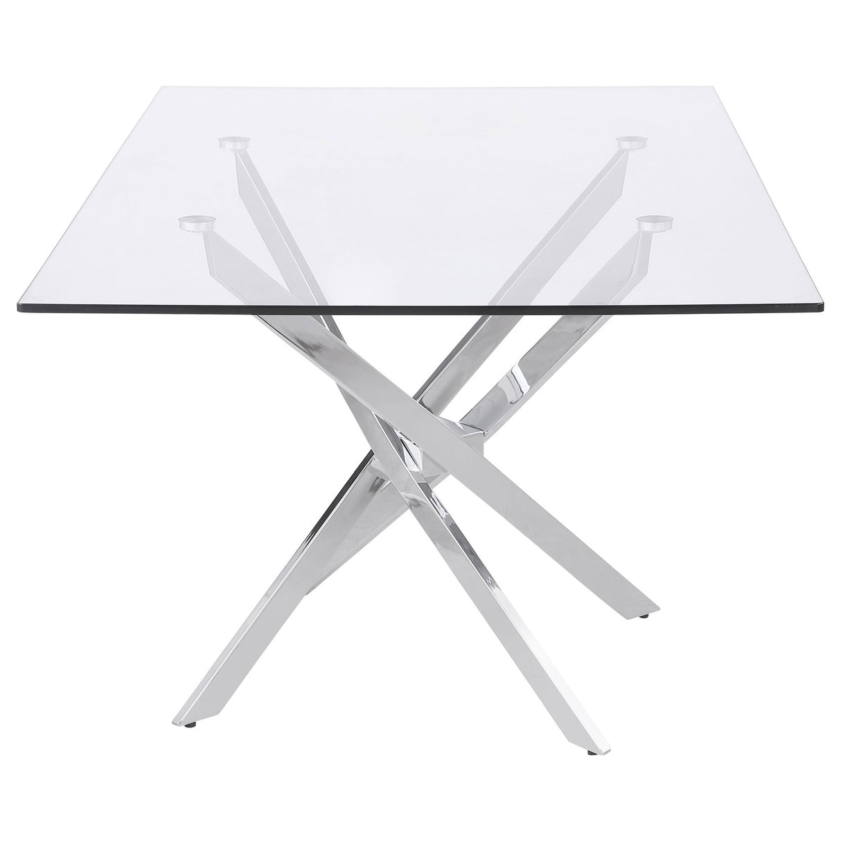 Carmelo X - shaped Dining Table Chrome and Clear | Coaster | Home Elegance USA