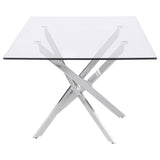 Dining Table - Carmelo X-shaped Dining Table Chrome and Clear