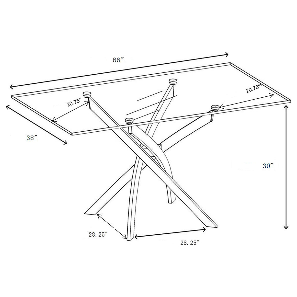 Dining Table - Carmelo X-shaped Dining Table Chrome and Clear