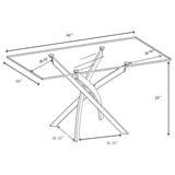 Dining Table - Carmelo X-shaped Dining Table Chrome and Clear