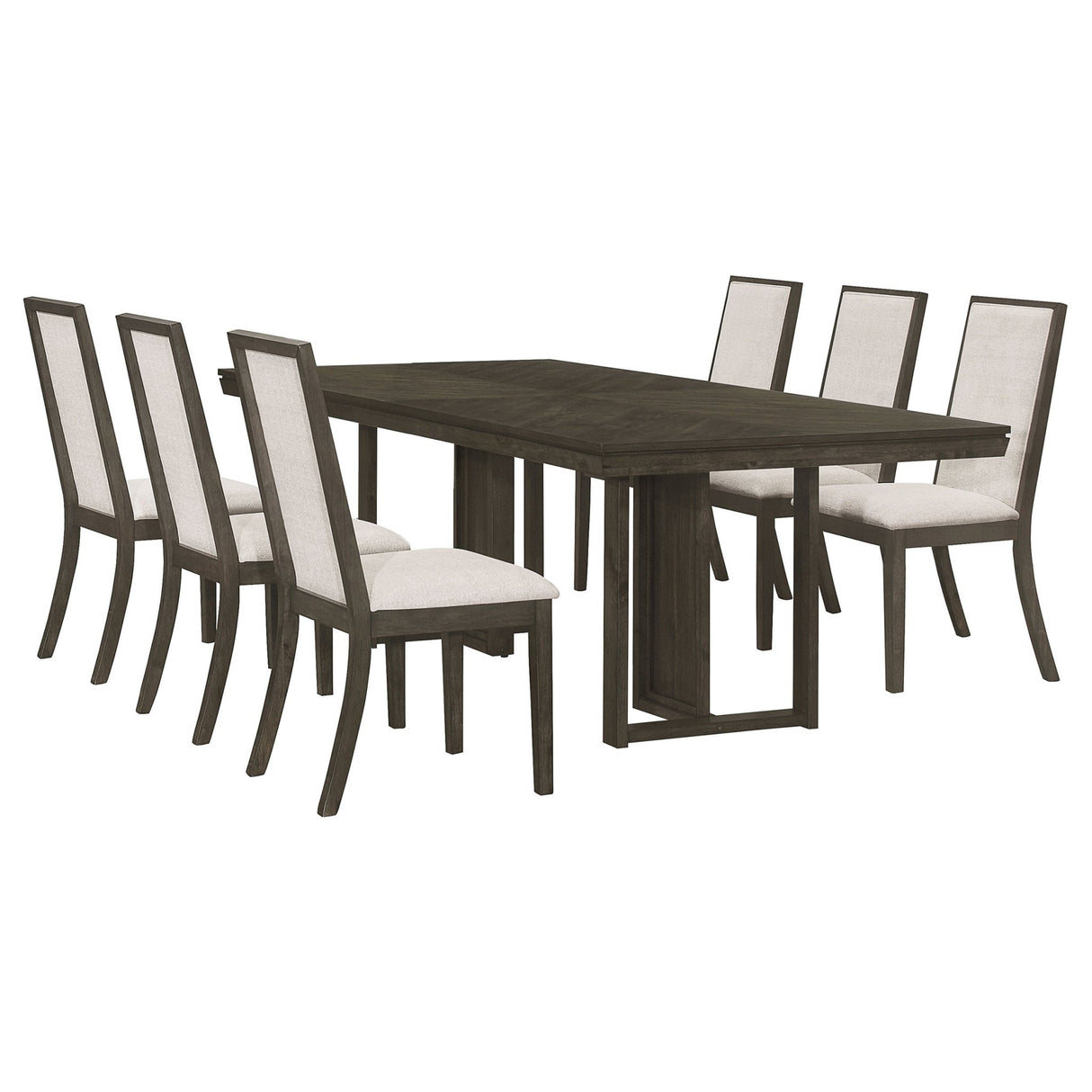 Kelly 7 - piece Rectangular Dining Table Set Beige and Dark Grey | Coaster | Home Elegance USA