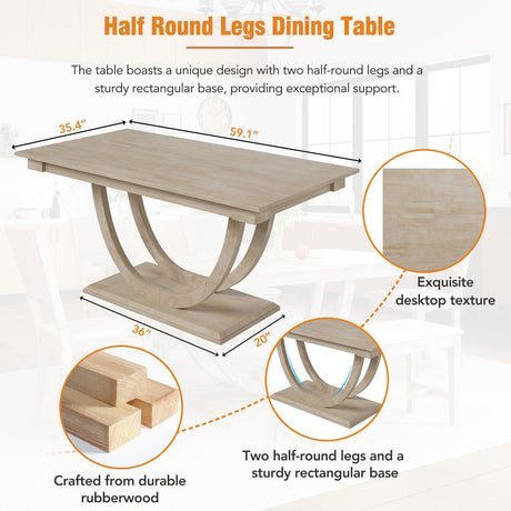 TOPMAX Modern Style Natural Wood 6-Piece Dining Table Set with Bench and Chairs, Upholstered Seats, Rubberwood Frame - sold by Home Elegance USA