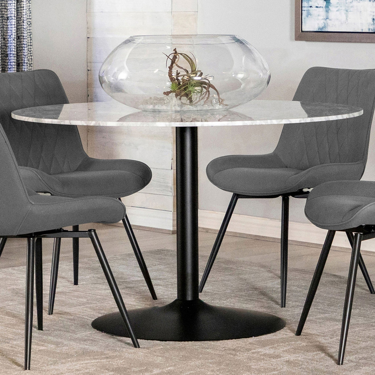 Bartole Round Dining Table White and Matte Black | Coaster | Home Elegance USA