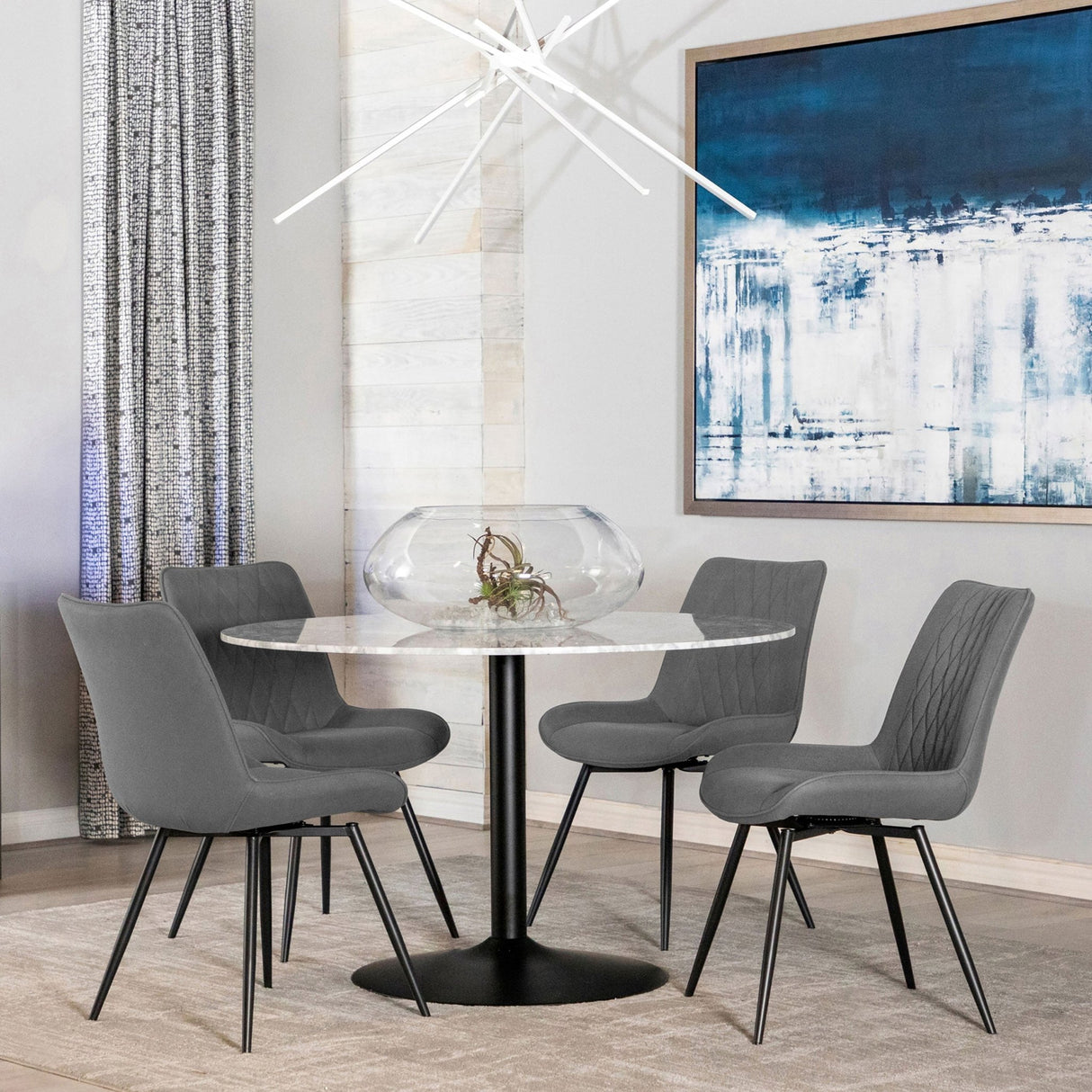 Bartole Round Dining Table White and Matte Black | Coaster | Home Elegance USA