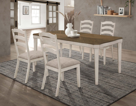 Ronnie 5 - piece Starburst Dining Table Set Khaki and Rustic Cream - 108051 - S5 - image - 1