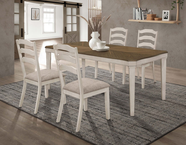 Ronnie 5 - piece Starburst Dining Table Set Khaki and Rustic Cream | Coaster | Home Elegance USA