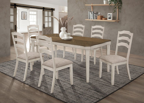 Ronnie 7 - piece Starburst Dining Table Set Khaki and Rustic Cream | Coaster | Home Elegance USA