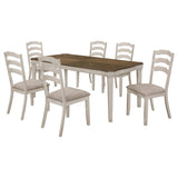 Ronnie 7 - piece Starburst Dining Table Set Khaki and Rustic Cream | Coaster | Home Elegance USA