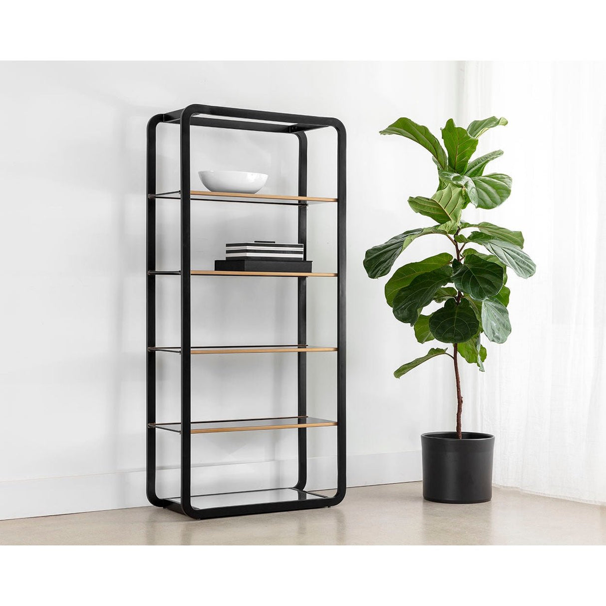 Ambretta Bookcase - Large - Black / Smoke Grey | Sunpan - SUNPAN - 108086 - Home Elegance USA - 2