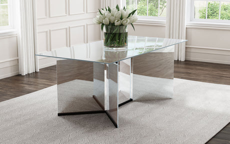 Emery 76-inch Rectangular Mirrored Dining Table Silver - Home Elegance USA