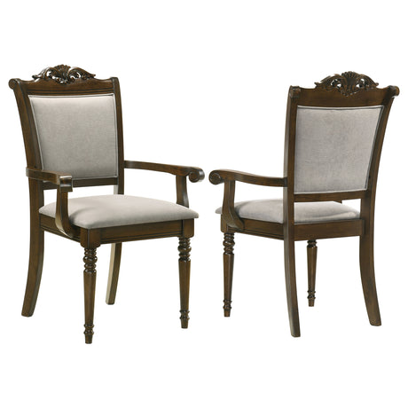 Arm Chair - Willowbrook Upholstered Dining Armchair Grey and Chestnut (Set of 2) 