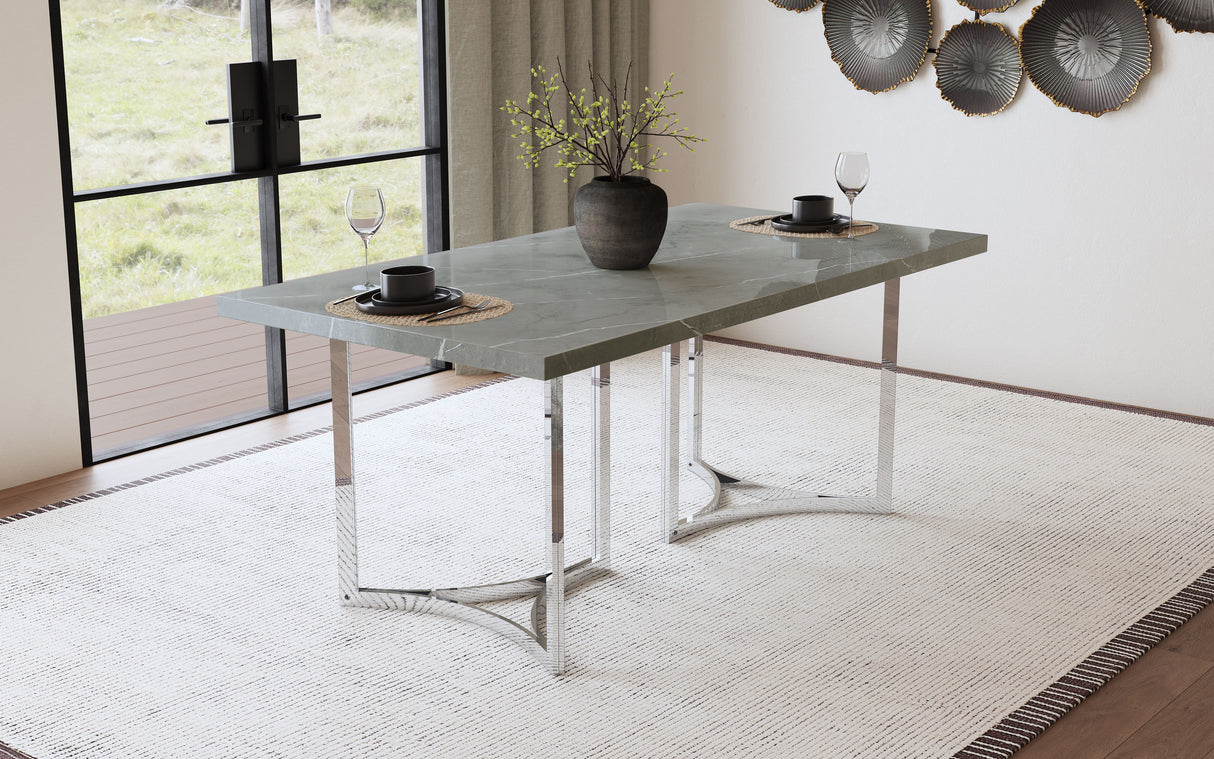 Sterling 72-inch Rectangular Dining Table Grey Faux Marble - Home Elegance USA