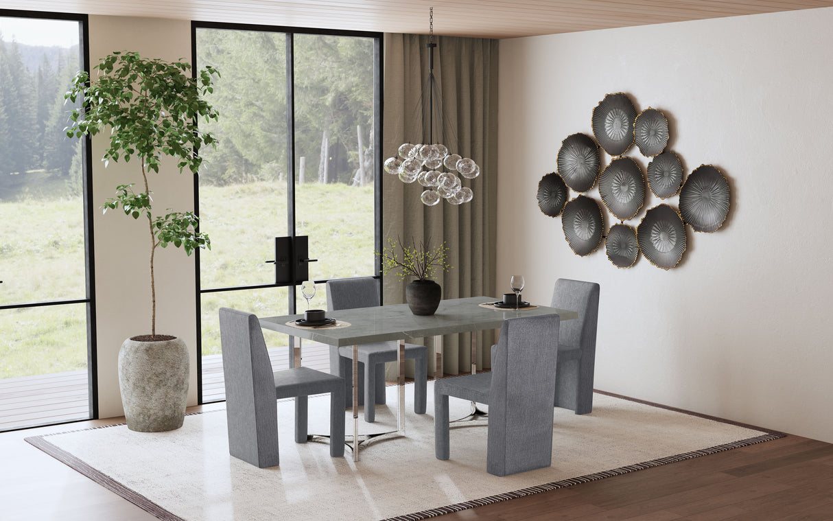 Sterling 72-inch Rectangular Dining Table Grey Faux Marble - Home Elegance USA