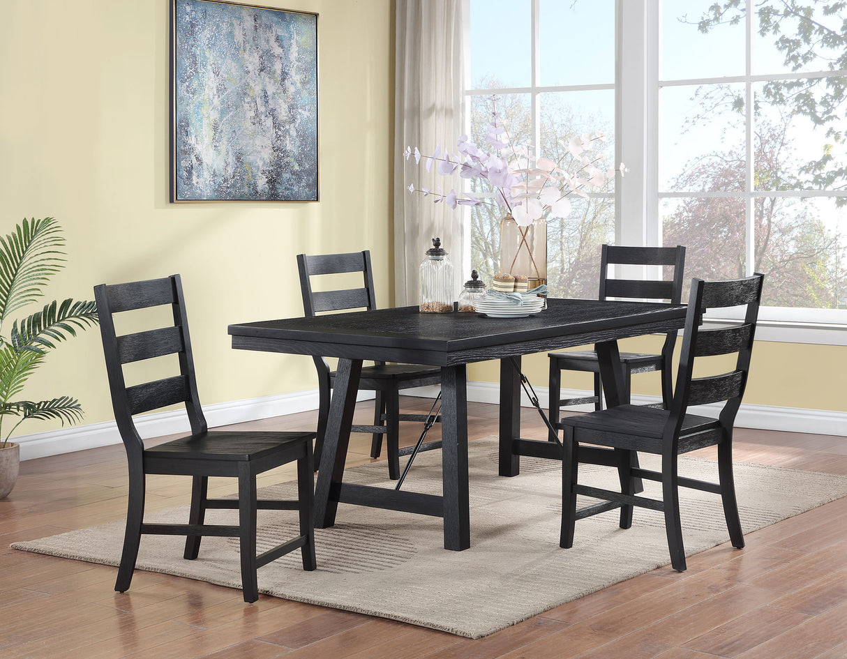 Dining Table 5 Pc Set - Newport 5-piece Rectangular Trestle Table Dining Set Black