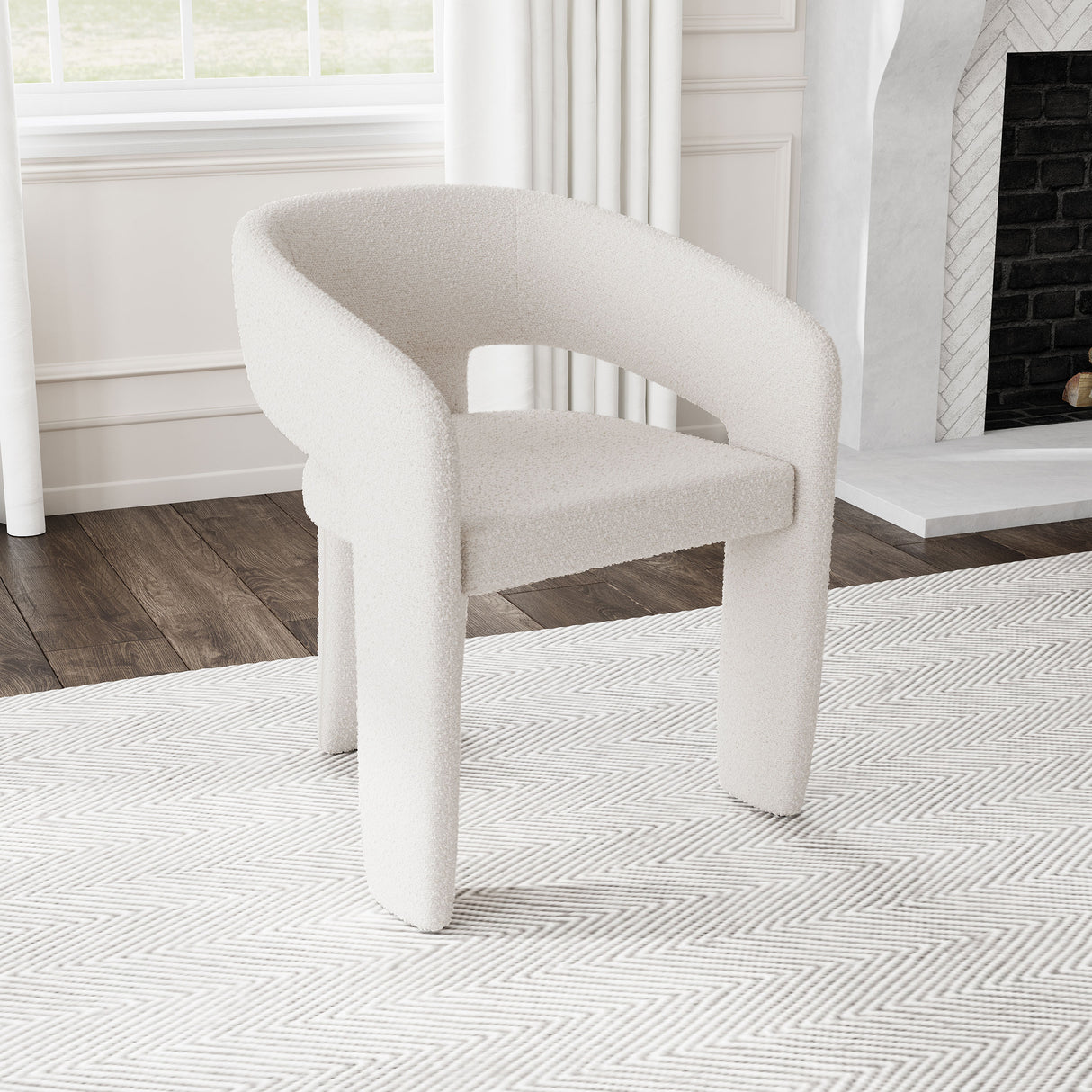 Eudora Boucle Upholstered Dining Side Chair Cream - Home Elegance USA