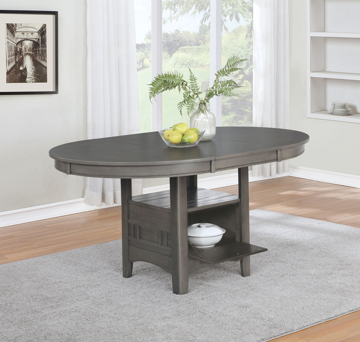 Dining Table - Lavon Dining Table with Storage Medium Grey