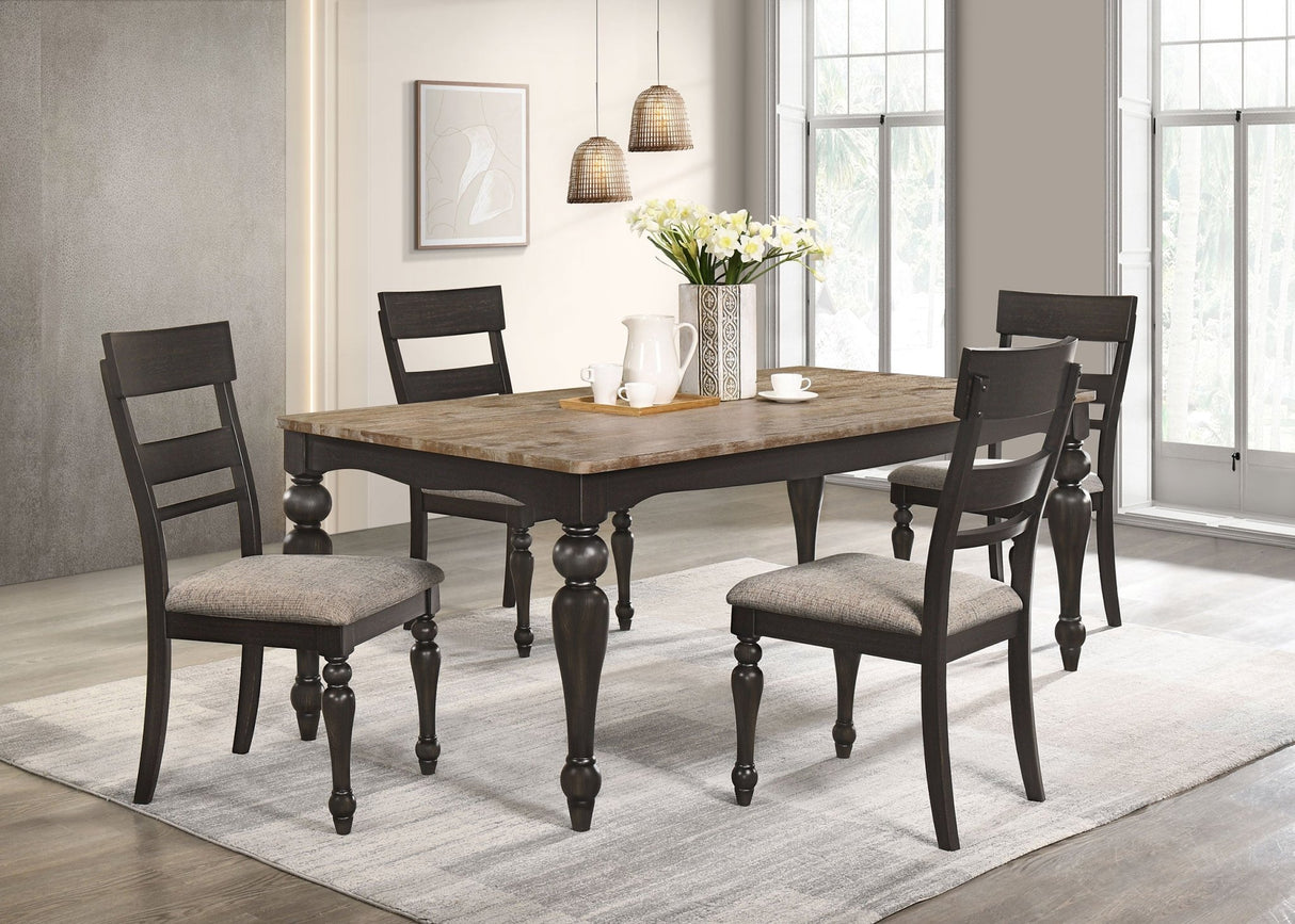 Bridget 5 - piece Rectangular Dining Set Brown Brushed and Charcoal Sandthrough | Coaster | Home Elegance USA