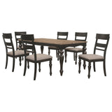 Bridget 7 - piece Rectangular Dining Set Brown Brushed and Charcoal Sandthrough | Coaster | Home Elegance USA