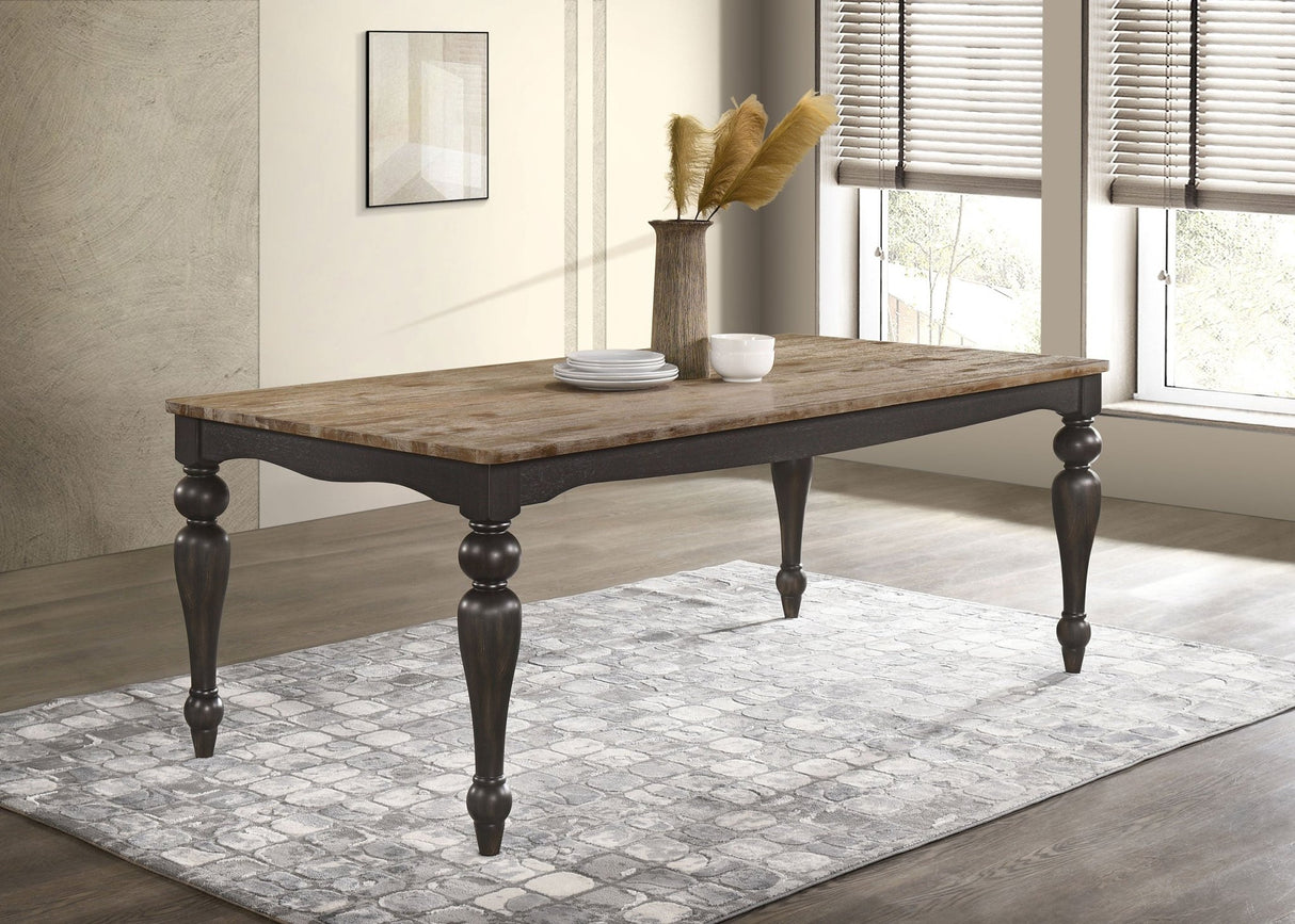 Bridget Rectangular Dining Table Brown Brushed and Charcoal Sandthrough | Coaster | Home Elegance USA