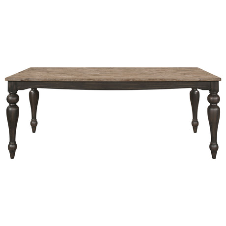 Dining Table - Bridget Rectangular Dining Table Brown Brushed and Charcoal Sandthrough