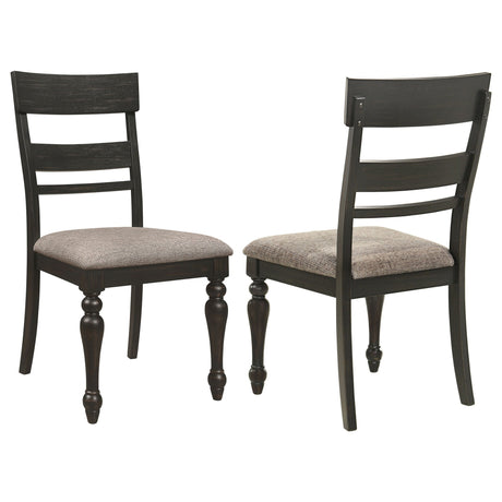 Bridget Ladder Back Dining Side Chair Stone Brown and Charcoal Sandthrough (Set of 2) | Coaster | Home Elegance USA