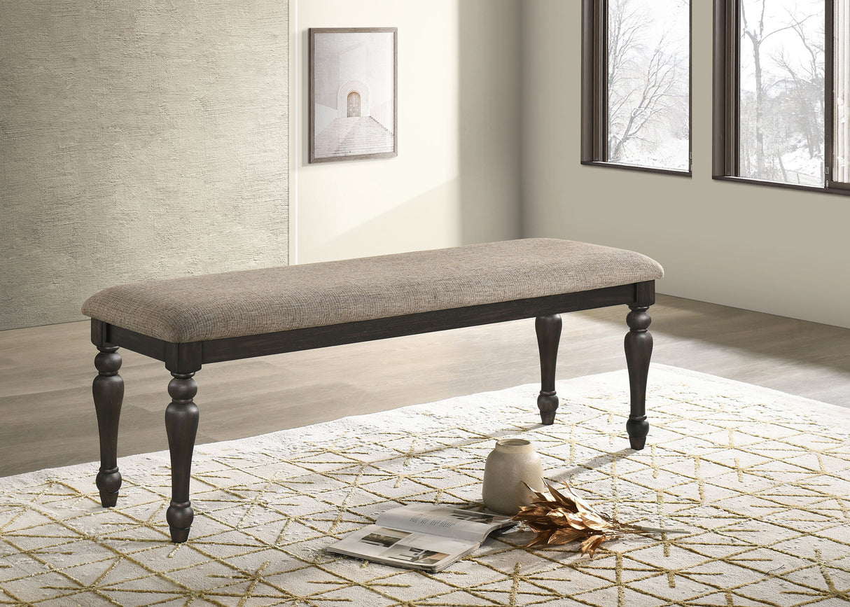 Bench - Bridget Upholstered Dining Bench Stone Brown and Charcoal Sandthrough