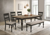 Bench - Bridget Upholstered Dining Bench Stone Brown and Charcoal Sandthrough