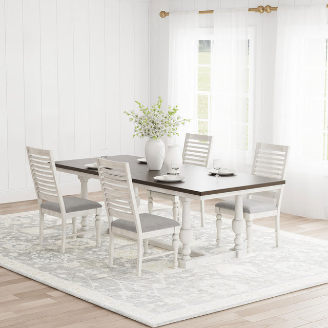 Aventine 5-piece Extension Leaf Dining Set Vintage White - Home Elegance USA