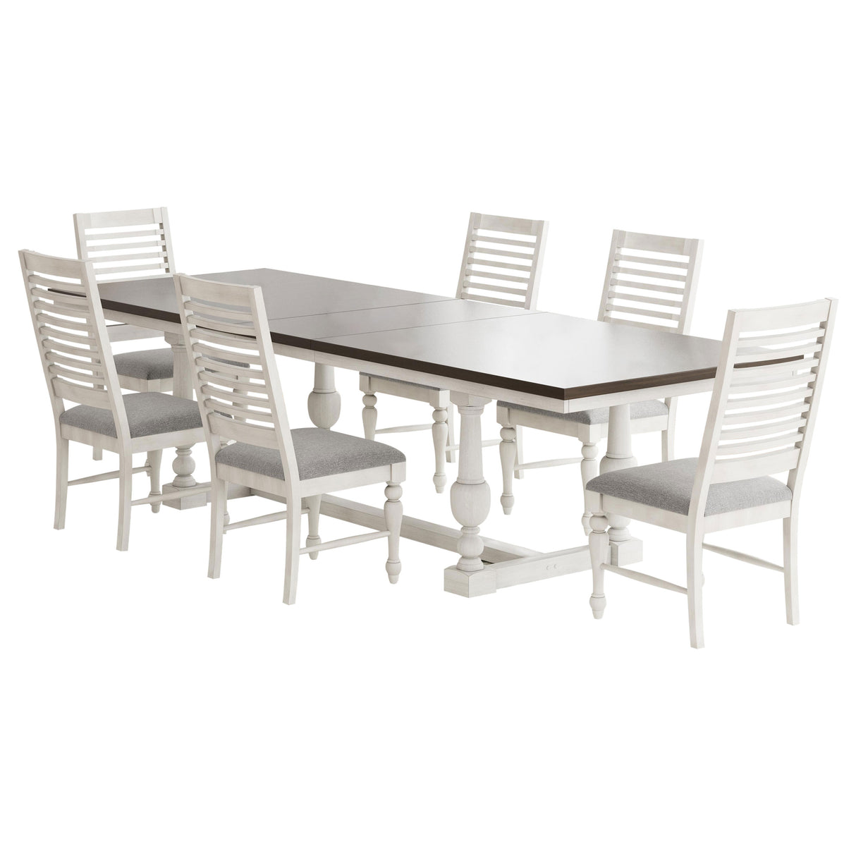 Aventine 7-piece Extension Leaf Dining Set Vintage White - Home Elegance USA