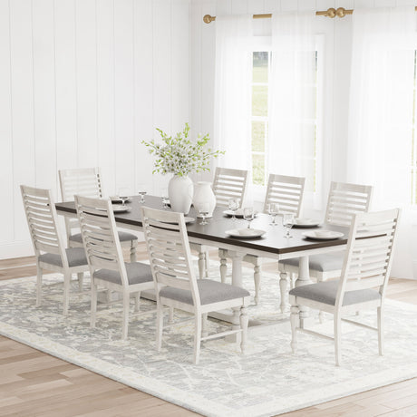 Aventine 9-piece Extension Leaf Dining Set Vintage White - Home Elegance USA