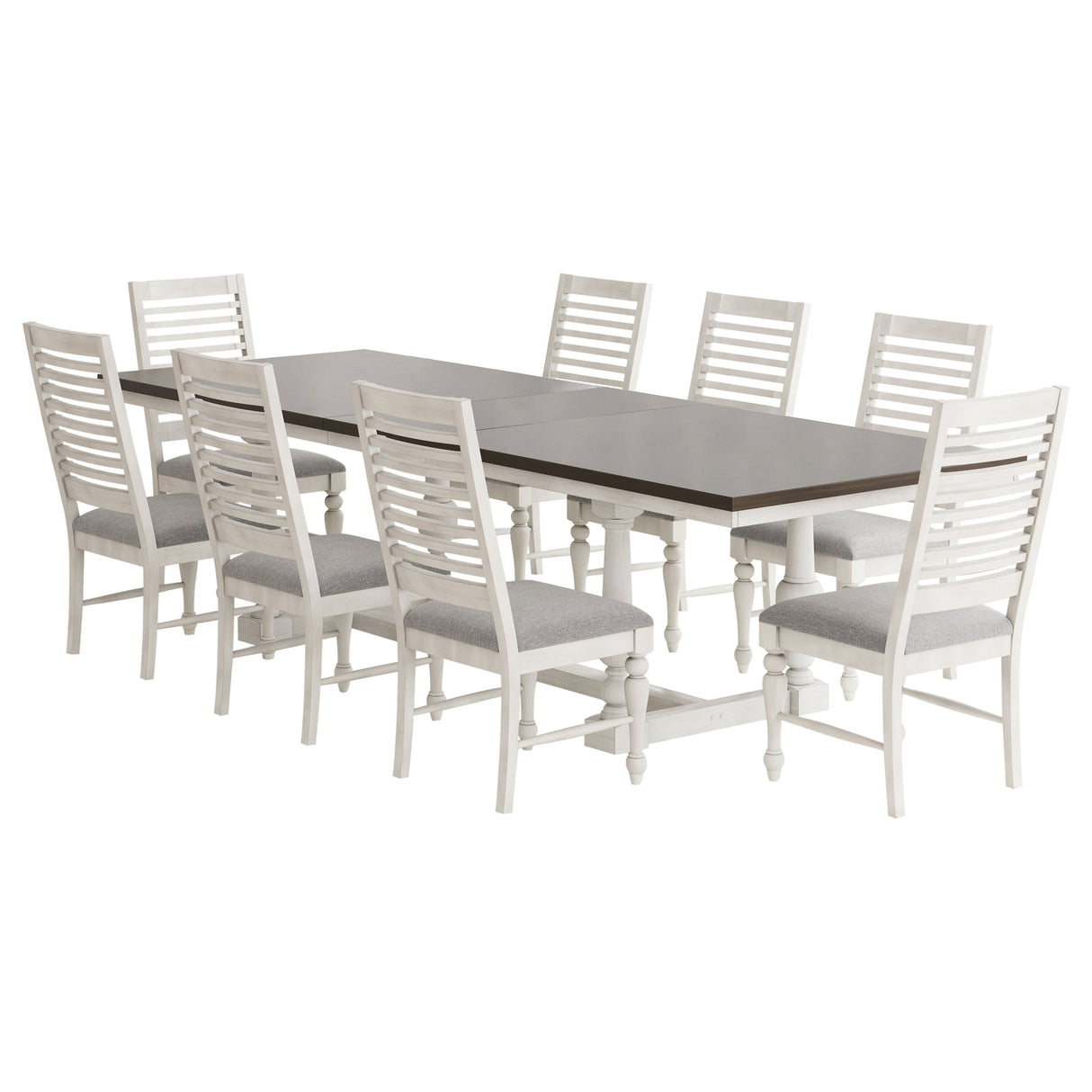 Aventine 9-piece Extension Leaf Dining Set Vintage White - Home Elegance USA